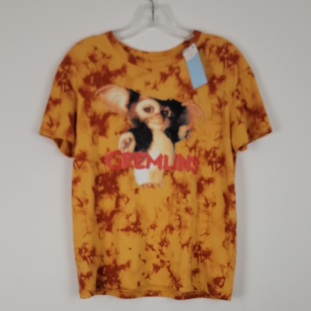 NWT Gremlins Yellow & Rust Tie Dyed Short Sleeve T-Shirt S